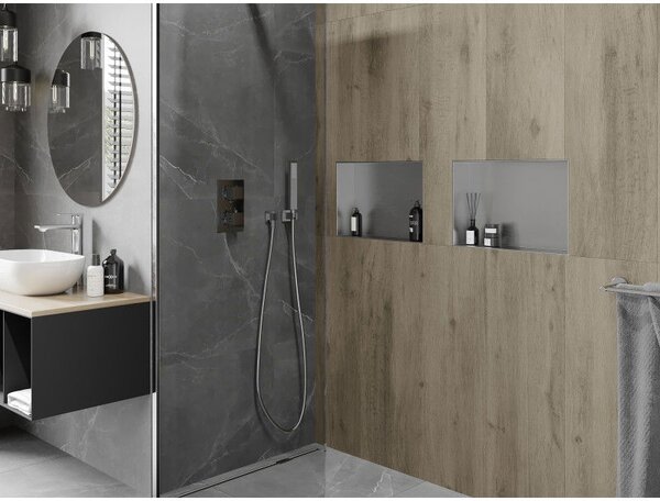 Mexen X-Wall-NR półka wnękowa bez kołnierza 45 x 30 cm, inox - 1911453010