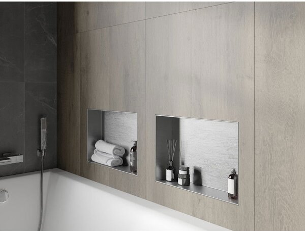 Mexen X-Wall-NR półka wnękowa bez kołnierza 45 x 30 cm, inox - 1911453010