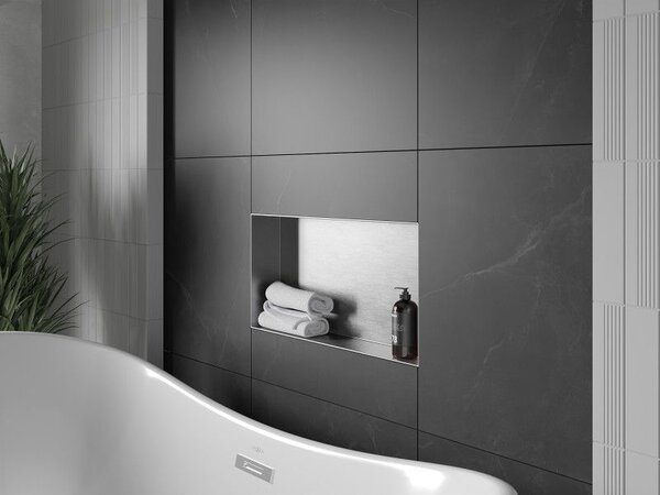 Mexen X-Wall-NR półka wnękowa bez kołnierza 60 x 30 cm, inox - 1911603010