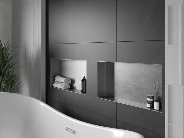 Mexen X-Wall-NR półka wnękowa bez kołnierza 60 x 30 cm, inox - 1911603010
