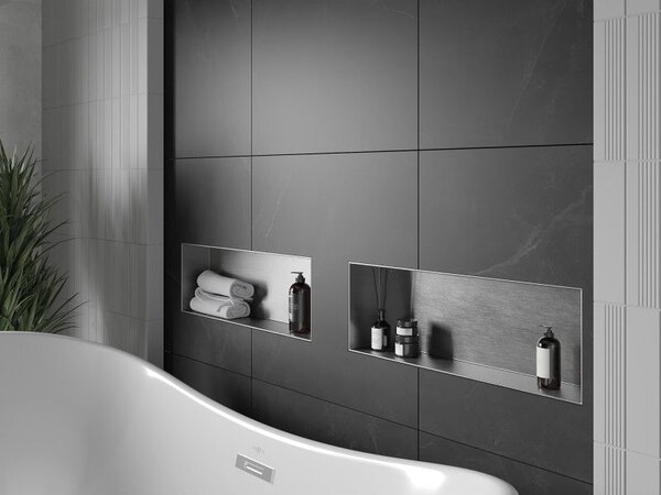 Mexen X-Wall-NR półka wnękowa bez kołnierza 60 x 20 cm, inox - 1911602010