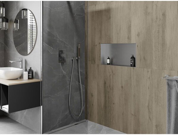 Mexen X-Wall-NR półka wnękowa bez kołnierza 60 x 30 cm, inox - 1911603010