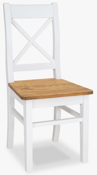 Drewniane krzesło prowansalskie biało-brązowe, sosna Lille