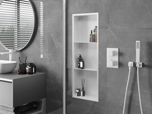Mexen X-Wall-R półka wnękowa z kołnierzem i półką 90 x 30 cm, biała - 1920903010S