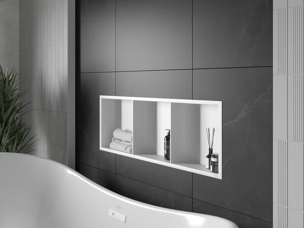 Mexen X-Wall-R półka wnękowa z kołnierzem i półką 90 x 30 cm, biała - 1920903010S
