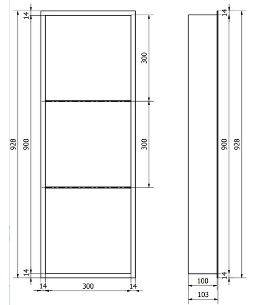 Mexen X-Wall-R półka wnękowa z kołnierzem i półką 90 x 30 cm, biała - 1920903010S