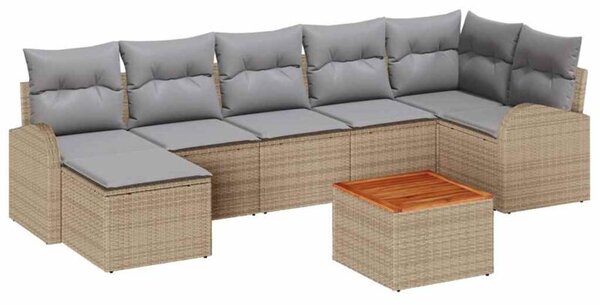 Zestaw Mebli Ogrodowych Komplet Wypoczynkowy Narożny Z Poduszkami 8-Częściowy Beżowy Rattan Na Taras Balkon Ogród
