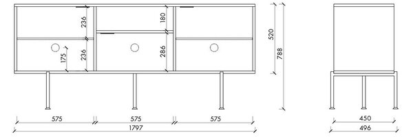 Czarna szafka pod TV 180x79x50 cm Bau – noo.ma