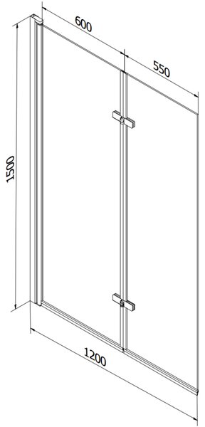 Mexen Castor parawan nawannowy 2-skrzydłowy 120 x 150 cm, szron, złoty - 892-120-002-50-30