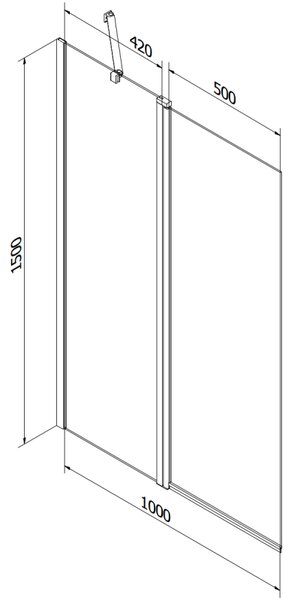 Mexen Flip parawan nawannowy 2-skrzydłowy 100 x 150 cm, transparent, złoty - 894-100-101-50-00
