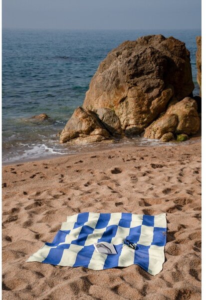 Jasnożółty/niebieski bawełniany ręcznik plażowy 100x160 cm Su – noo.ma