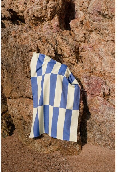 Jasnożółty/niebieski bawełniany ręcznik plażowy 100x160 cm Su – noo.ma