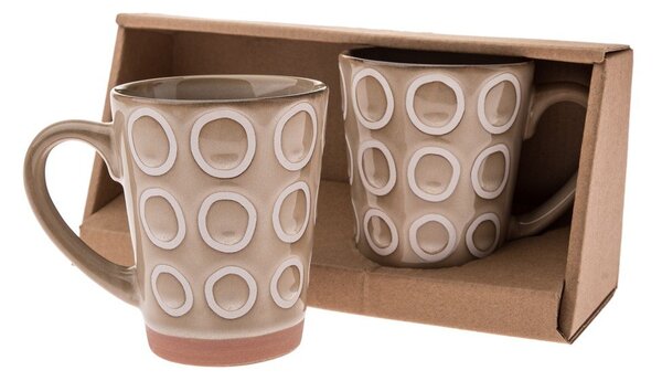 Jasnobrązowe kubki zestaw 2 szt. ceramiczne 380 ml Rings – Dakls