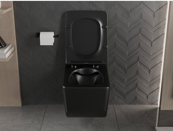 Mexen Vera miska wc Rimless z deską wolnoopadającą slim, duroplast, czarna mat - 30164070