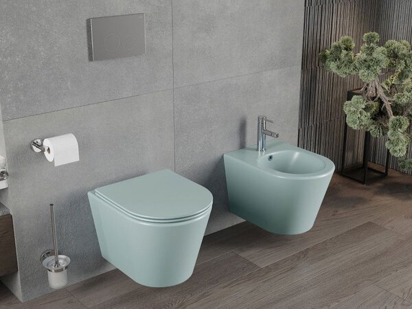 Mexen Rico miska wc Rimless z deską wolnoopadającą slim, duroplast, zielona jasna mat - 30724048