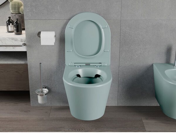 Mexen Rico miska wc Rimless z deską wolnoopadającą slim, duroplast, zielona jasna mat - 30724048
