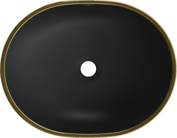 Mexen Viki umywalka nablatowa 48 x 35 cm, czarna mat/złota rant - 21054875