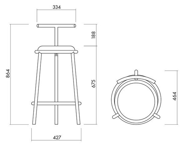 Beżowy metalowy hoker (wysokość siedziska 68 cm) Hogo – noo.ma