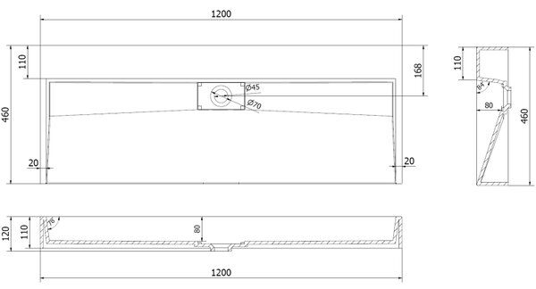Mexen Ava umywalka nablatowa z konglomeratu B/O 120 x 46 cm, czarna - 23011270