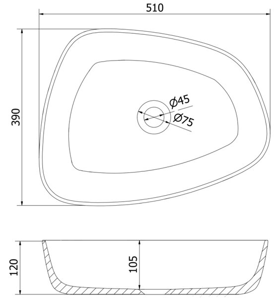 Mexen Ono umywalka nablatowa z konglomeratu 51 x 39 cm, biała - 23045101