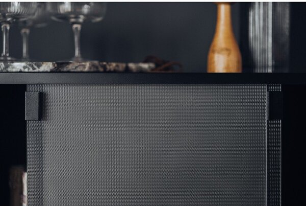 Czarna witryna z drzwiami przesuwnymi 70x109x40 cm Lekko – noo.ma
