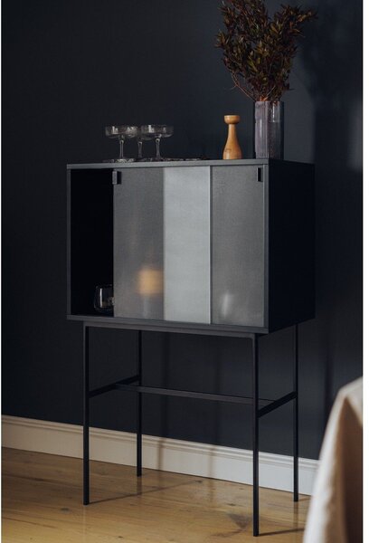Czarna witryna z drzwiami przesuwnymi 70x109x40 cm Lekko – noo.ma