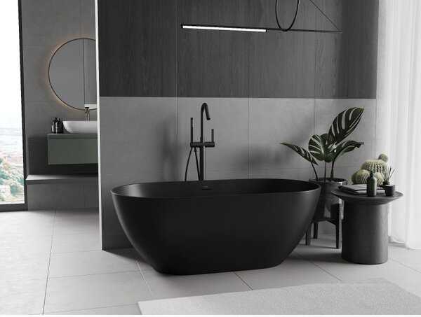 Mexen Rimini wanna wolnostojąca z konglomeratu 150 x 75 cm, czarna mat - 57241507570