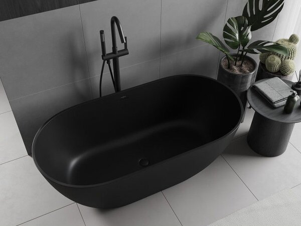 Mexen Rimini wanna wolnostojąca z konglomeratu 150 x 75 cm, czarna mat - 57241507570