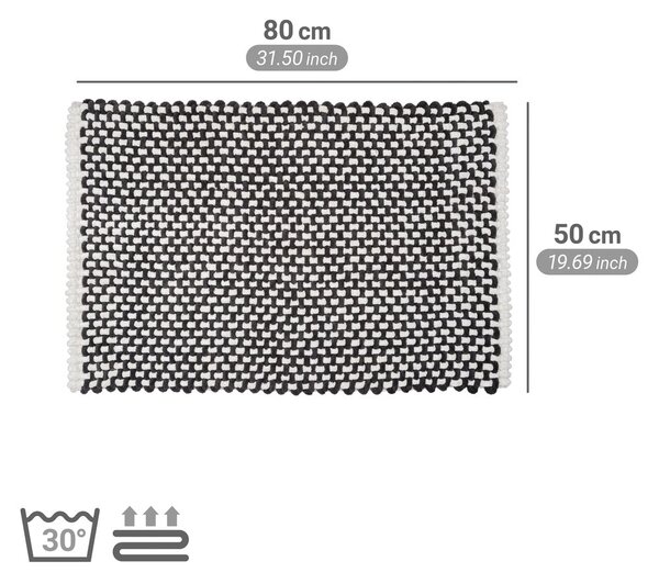 Czarno-biały tekstylny dywanik łazienkowy 50x80 cm Covelo – Wenko