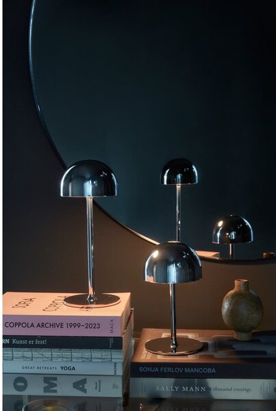 Lampa stołowa LED w kolorze srebra ze zdalnym sterowaniem i metalowym kloszem (wysokość 30 cm) Tim – Sirius
