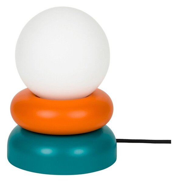 Morska/pomarańczowa lampa stołowa z litego drewna ze szklanym kloszem (wysokość 24 cm) Otem – noo.ma