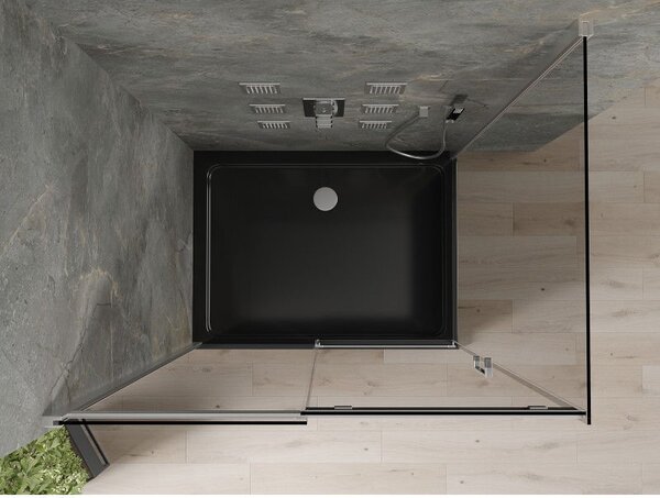 Mexen Omega kabina prysznicowa rozsuwana 100 x 80 cm, grafit, chrom + brodzik Flat, czarny - 825-100-080-01-40-4070