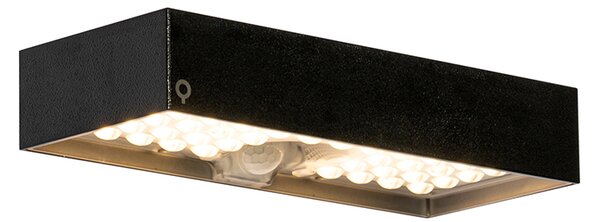Zewnetrzna Czarny Kinkiet / Lampa scienna zewnętrzny ze światłem mijania i czujnikiem słońca - Kayo Oswietlenie zewnetrzne