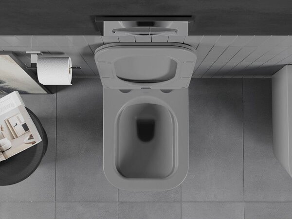 Mexen Teo miska wc Rimless z deską wolnoopadającą slim, duroplast, szara jasna mat - 30854061