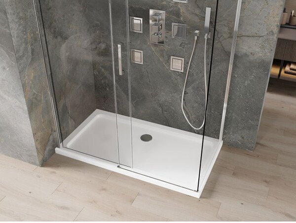 Mexen Omega kabina prysznicowa rozsuwana 130 x 70 cm, transparent, chrom + brodzik Flat - 825-130-070-01-00-4010