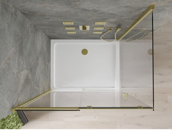 Mexen Omega kabina prysznicowa rozsuwana 120 x 90 cm, transparent, złota + brodzik Flat - 825-120-090-50-00-4010