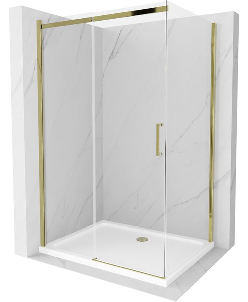 Mexen Omega kabina prysznicowa rozsuwana 120 x 90 cm, transparent, złota + brodzik Flat - 825-120-090-50-00-4010