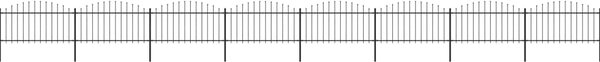 Panele ogrodzeniowe z grotami, stal, (1,25-1,5)x13,6 m, czarne