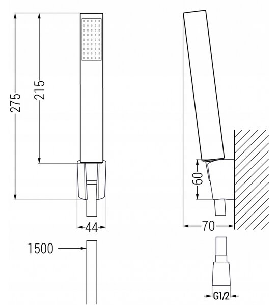 Mexen Mino R77 bateria wannowa z zestawem prysznicowym, czarna - 7243R77-70