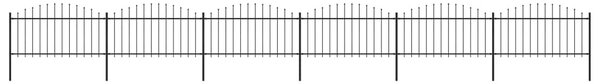 Panele ogrodzeniowe z grotami, stal, (1,25-1,5)x10,2 m, czarne