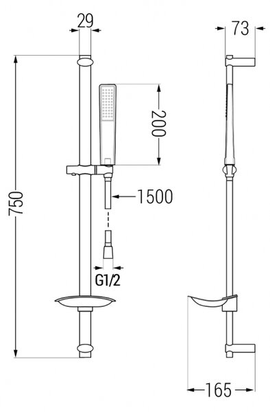 Mexen Axel DB72 zestaw wannowy, chrom - 73813DB72-00