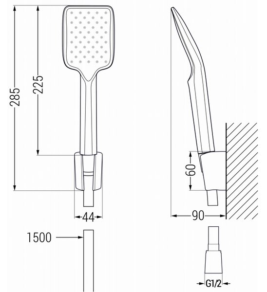 Mexen Caro R62 zestaw wannowy, czarny - 746603R62-70