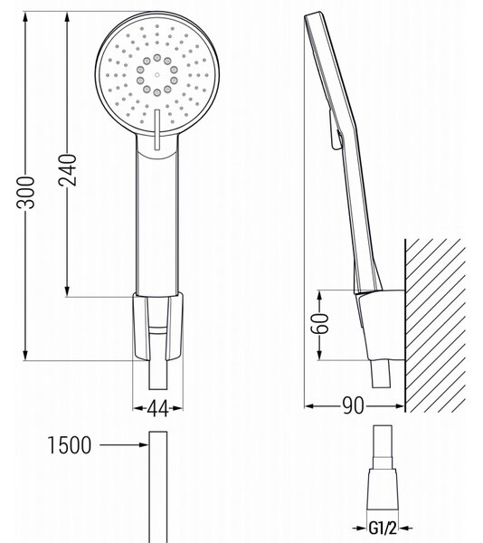 Mexen Zero R40 zestaw wannowy, czarny - 71113R40-70