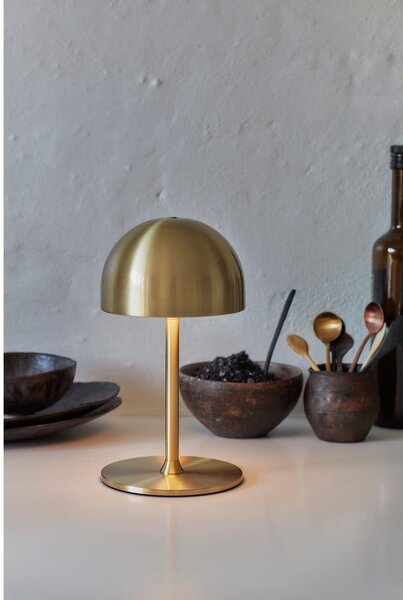 Lampa stołowa LED w kolorze mosiądzu ze zdalnym sterowaniem i metalowym kloszem (wysokość 22 cm) Tim – Sirius