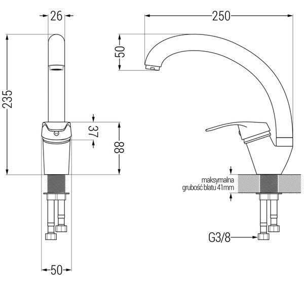 Mexen Rosa bateria kuchenna, chrom - 670800-00
