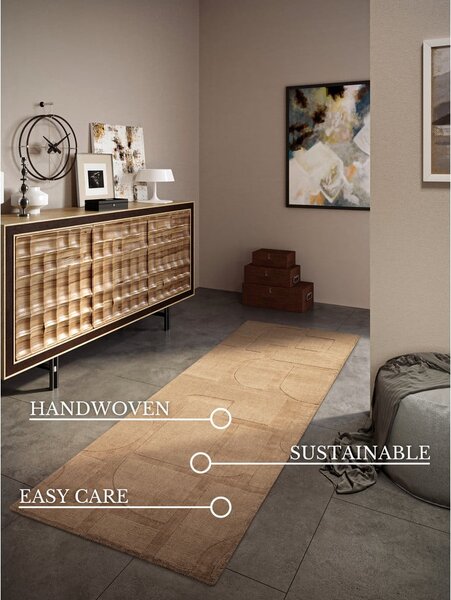 Beżowy wełniany chodnik tkany ręcznie 80x250 cm Alexis – Villeroy&Boch