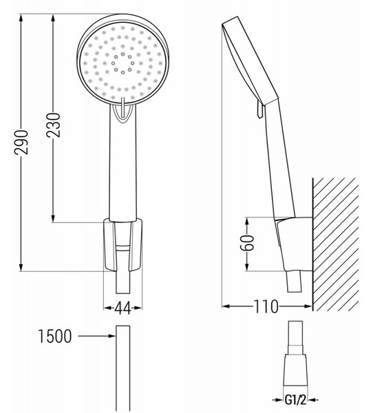 Mexen Kama R75 zestaw wannowy, chrom - 72503R75-00