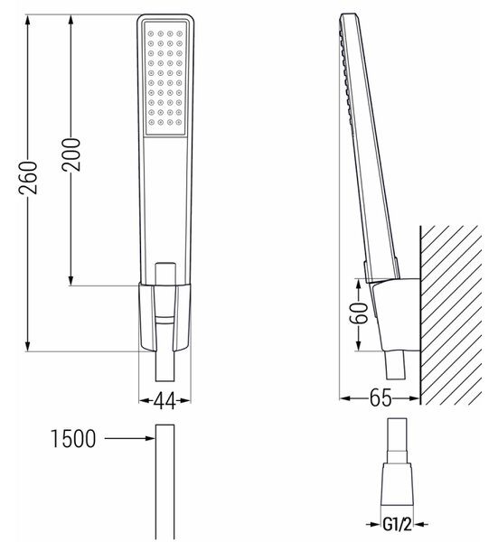 Mexen Sabre R72 zestaw wannowy, czarny - 72103R72-70
