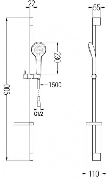 Mexen Kama DS05 zestaw wannowy, chrom - 72503DS05-00