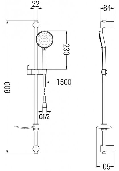 Mexen Kama DF75 zestaw wannowy, chrom - 72503DF75-00